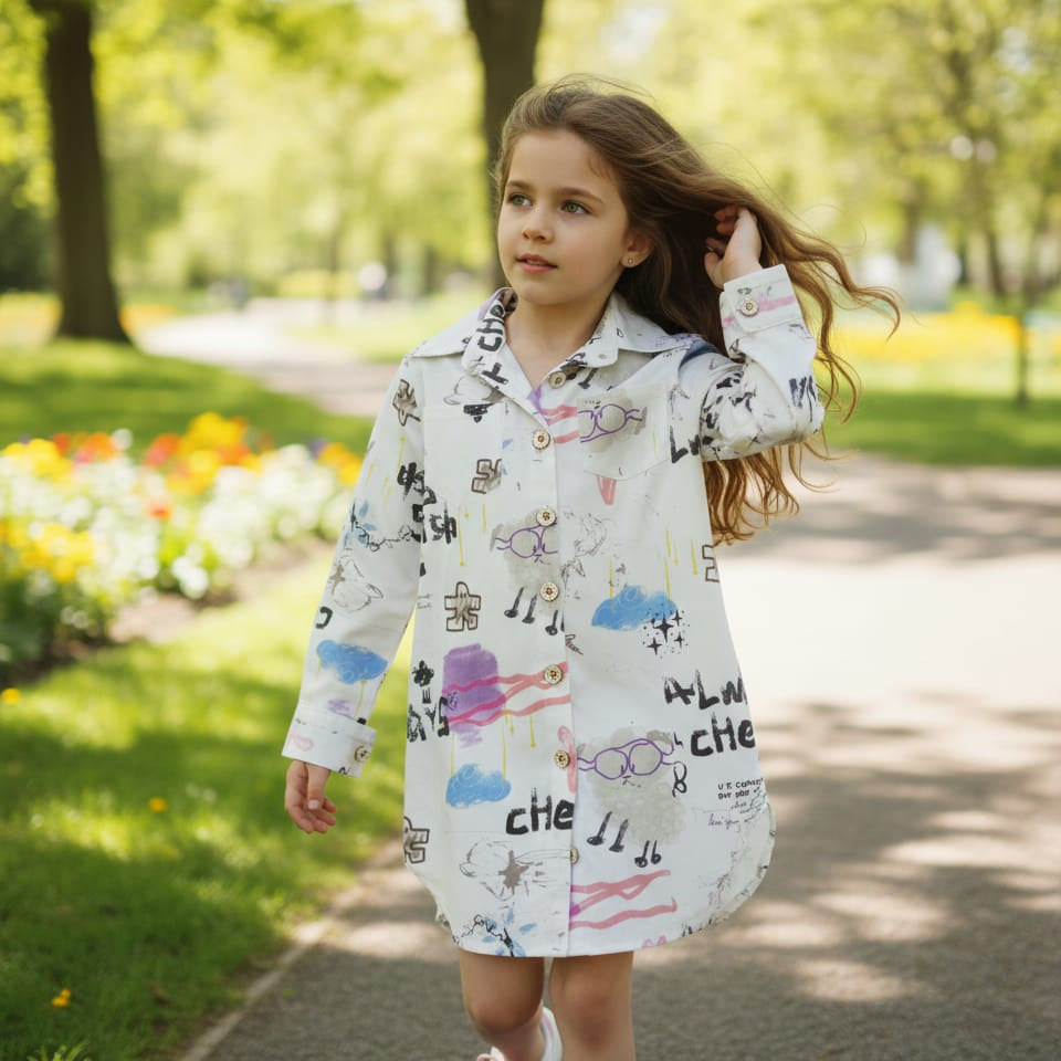Printed Jeans Dress